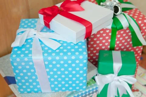 Gift boxes with selective focus Foto stock