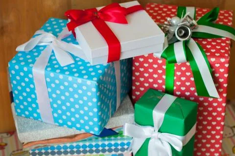 Gift boxes with selective focus Stock Photos