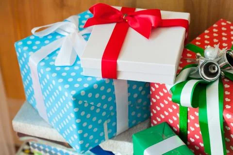 Gift boxes with selective focus Stock Photos