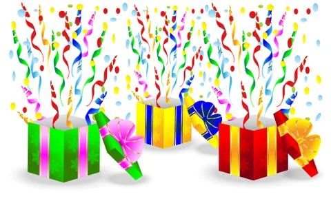 Gift boxes with a serpentine Stock Illustration