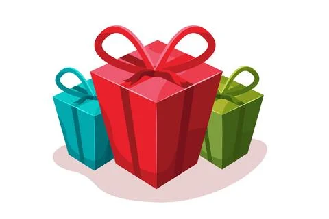Gift boxes set, birthday presents with colorful wrap vector Stock Illustration