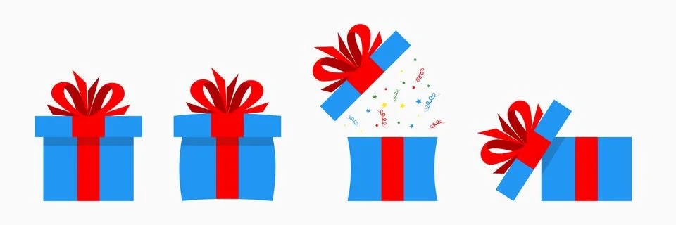 Gift Boxes Set Illustration Open Pop Icon different present boxes Stock Illustration