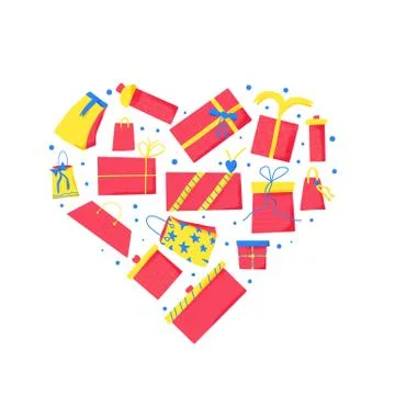 Gift boxes set isolated on white background. Giftware collection. Holiday pre Stock Illustration