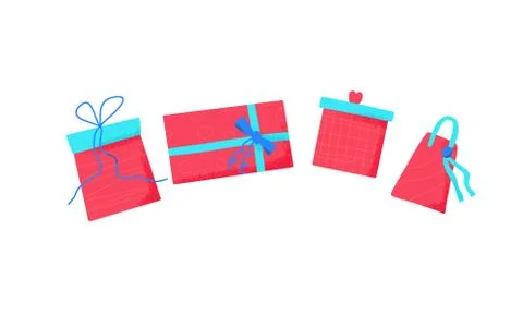 Gift boxes set isolated on white background. Giftware collection. Holiday pre Stock Illustration