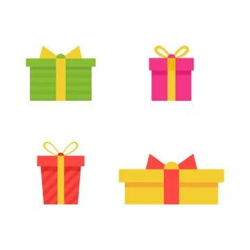 Gift boxes set isolated on white background. Prizes collection. Sale, shoppin Stock Illustration