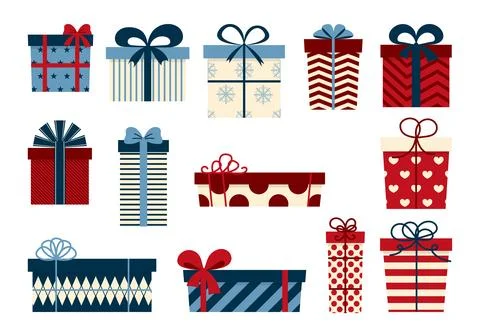 Gift boxes set isolated on white background. Vector illustration Stock Illustration