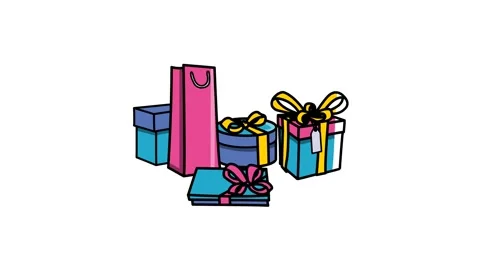 Gift boxes sketch background and 2d animation, object Stock Footage 231324733