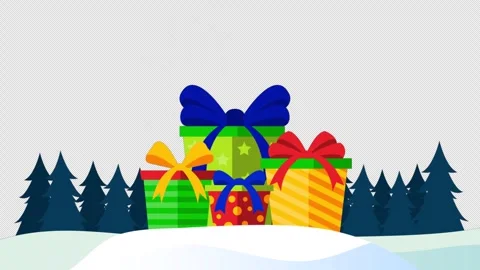 Gift Boxes On Snow Alpha Channel Video stock 260919076