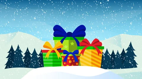 Gift Boxes On Snow Background Stock Footage 260919112