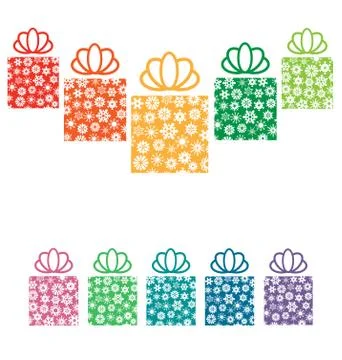 Gift boxes with snowflakes on white Stock Illustration