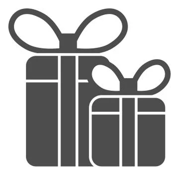 Gift boxes solid icon. Two presents with bow vector illustration isolated on イラスト素材
