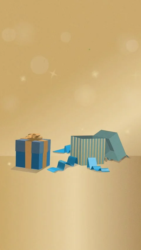 Gift boxes with sparkles on a light golden background Video stock 294628403