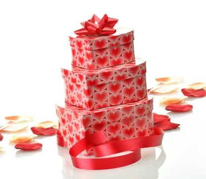 Gift boxes a stack of gift boxes on white background Copyright: xZoonar.co... Foto stock