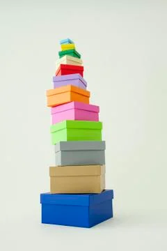Gift boxes stacked from largest to smallest 스톡 사진
