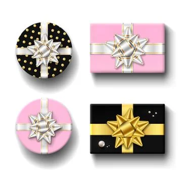 Gift boxes top view isolated set Vector template Stock Illustration