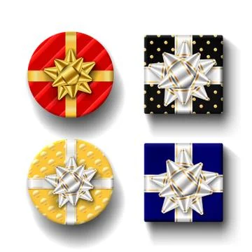 Gift boxes top view isolated set Vector template Stock Illustration