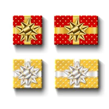 Gift boxes top view isolated set Vector template Stock Illustration