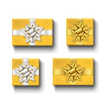 Gift boxes top view isolated set Vector template Stock Illustration