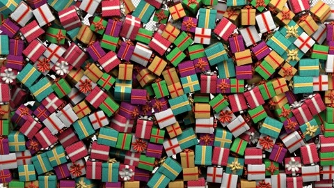 Gift boxes transition – 3d render with alpha channel. Stock Footage 268989536