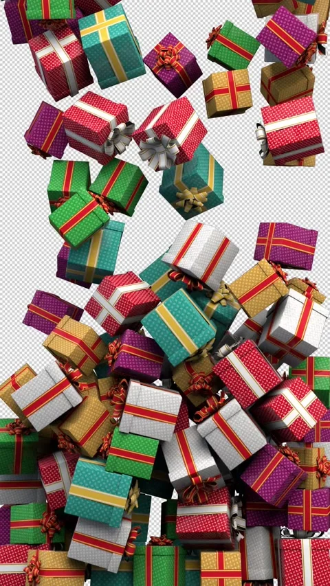 Gift boxes transition – 3d render with alpha channel. Stock Footage 275820998