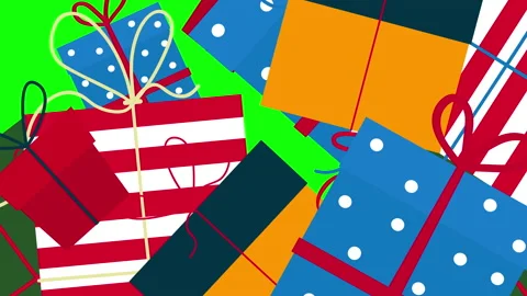 Gift boxes transition on Green Screen Alpha. Boxes appears from left to right Video stock 221829424