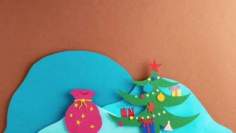 Gift boxes under the christmas tree with garland and decorations. Video stock 158759062
