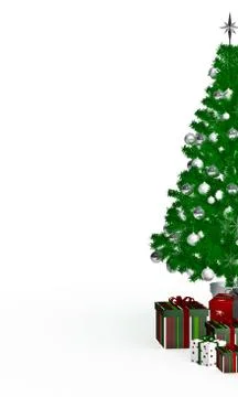 Gift  boxes under Christmas tree on white Stock Illustration