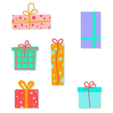 Gift boxes. Vector cartoon illustrations of gifts. Isolated. Stock Illustration