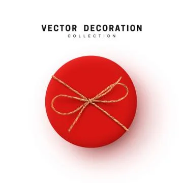 Gift Boxes Vector. Festive Realistic Objects. Red Gift Box tied ribbon bow fr Stock Illustration