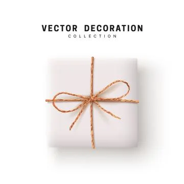Gift Boxes Vector. Festive Realistic Objects. White Gift Box tied ribbon bow  Stock Illustration