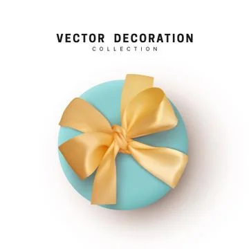 Gift Boxes Vector. Festive Realistic Objects. Blue Gift Box tied ribbon bow f Stock Illustration