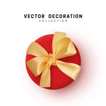Gift Boxes Vector. Festive Realistic Objects. Red Gift Box tied ribbon bow .. Stock Illustration