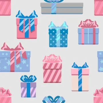 Gift boxes vector seamless pattern Stockillustratie