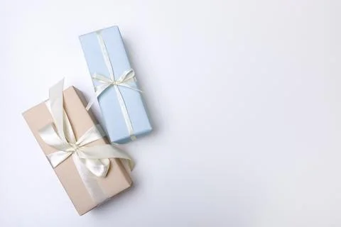 Gift boxes on white background. Happy womens day. Happy Mothers day Stock Photos