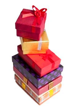 Gift boxes on white background Stock-Fotos