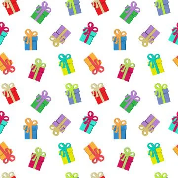 Gift boxes on a white background. Seamless fabric. Stock Illustration