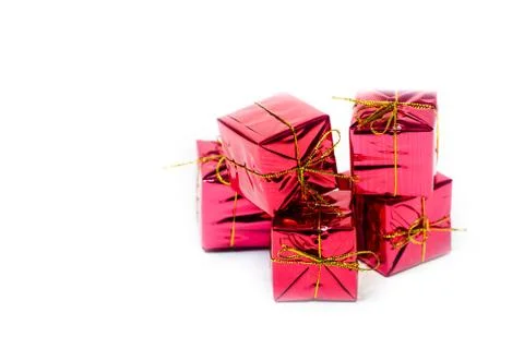 Gift boxes on white Stock Photos