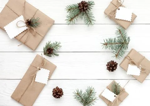 Gift boxes on white Stock-Fotos