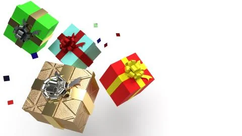 Gift boxs  on white background 3d rendering image for celebration content. Stock Illustration