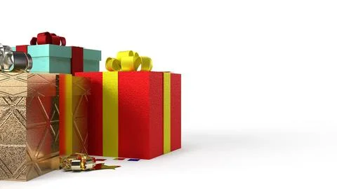 Gift boxs on white background 3d rendering image for celebration content. Stock Photos