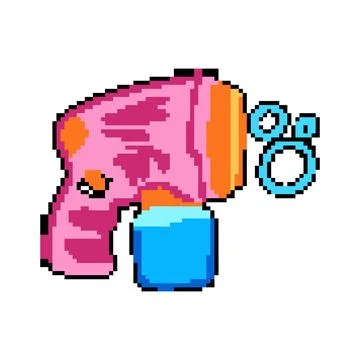 Gift bubble gun toy pixel art vector illustration Stock Illustration