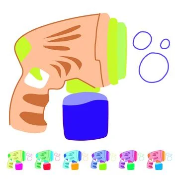 Gift bubble gun toy vector cartoon graphic Stock Illustration