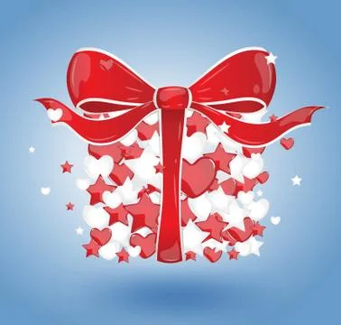 Gift bubbles hearts red Stock Illustration