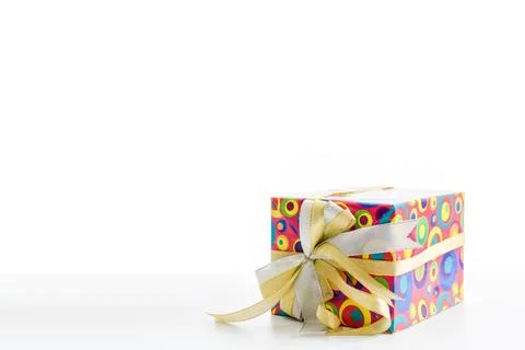 The gift camera is placed on the table. concept for festival, holiday Stock Photos