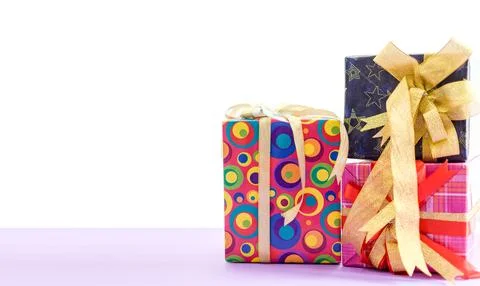 The gift camera is placed on the table. concept for festival, holiday, part Stock Photos