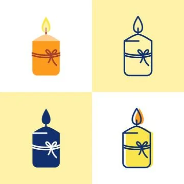 Gift candle icon set in flat and line style Illustrazione stock