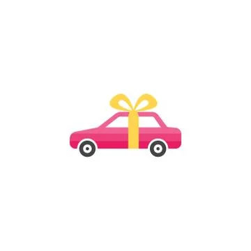 Gift car icon in flat style isolated on white background Stock Illustration