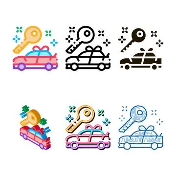 Gift car icon vector outline range Stock Illustration