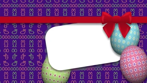 Gift card animation for easter holiday with animated ribbon and decorated egg Stock Footage 304269546