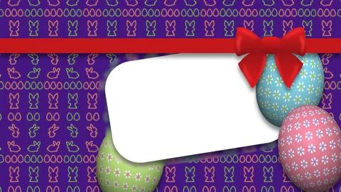 Gift card animation for easter holiday with animated ribbon and decorated egg Stock Illustration
